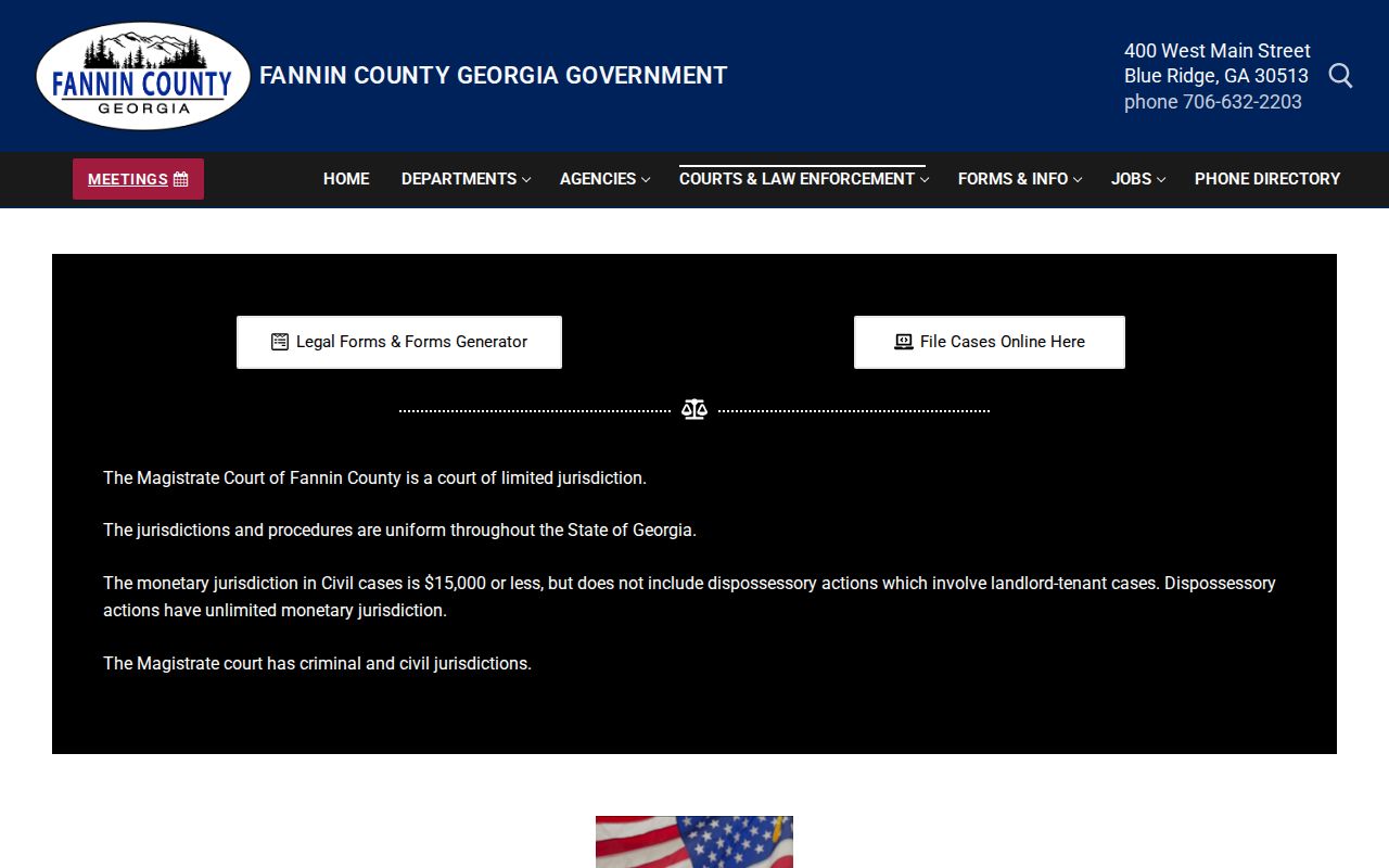 Fannin County civil docket Magistrate Court access page