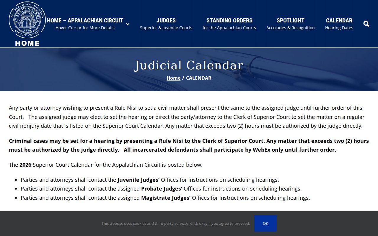 Fannin County court calendar and remote hearing page