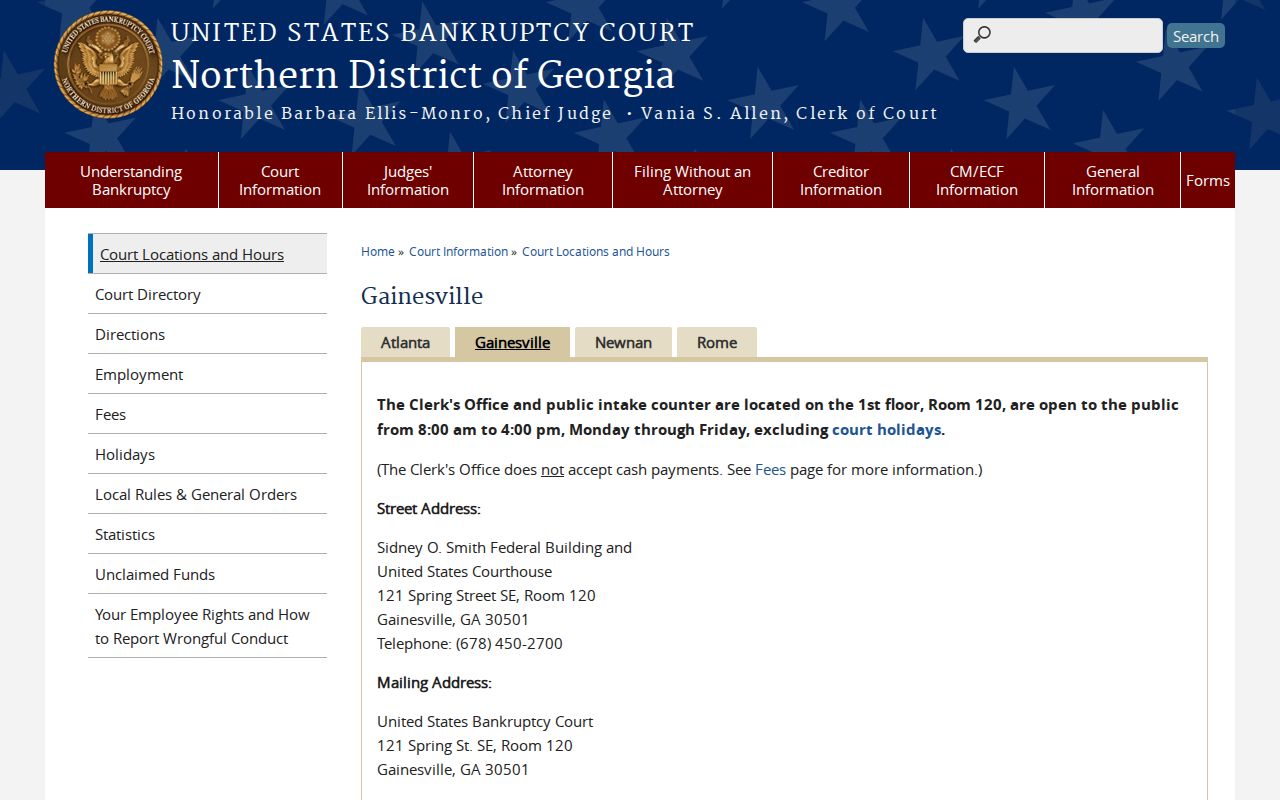 Fannin County court records bankruptcy Gainesville intake